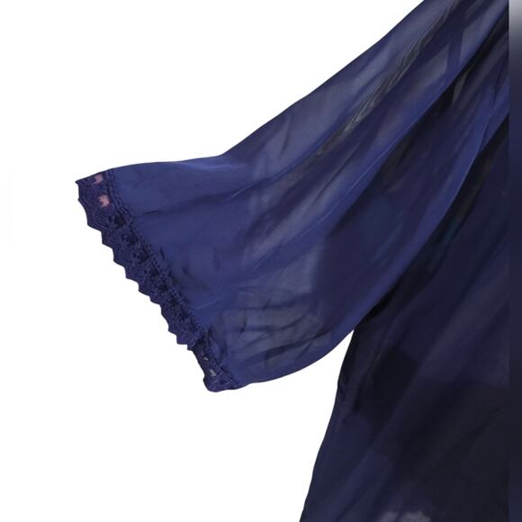 LulaRoe Duster Kimono Blue Crocheted Lace Size XL - Picture 4 of 7